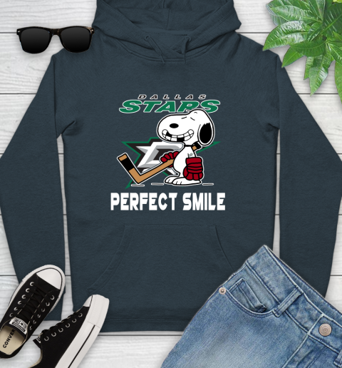 NHL Dallas Stars Snoopy Perfect Smile The Peanuts Movie Hockey T Shirt Youth Hoodie 10