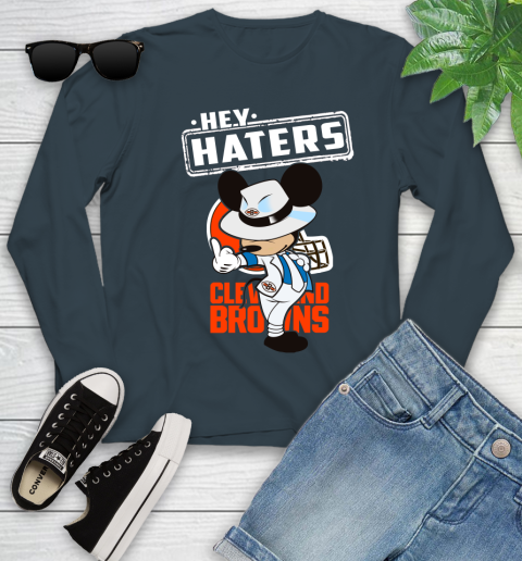 NFL Hey Haters Mickey Football Sports Cleveland Browns Youth Long Sleeve 9