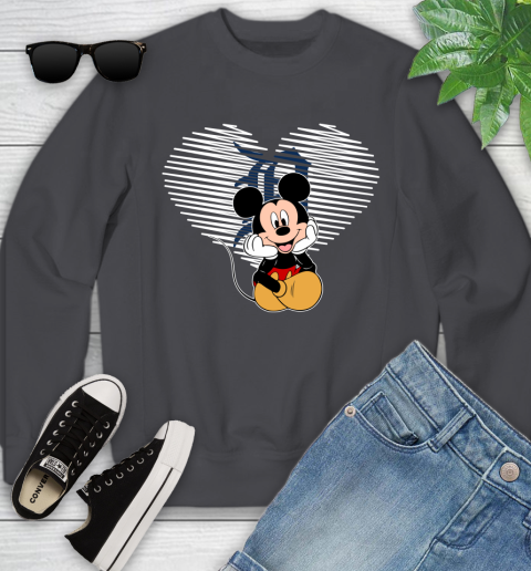 MLB Detroit Tigers The Heart Mickey Mouse Disney Baseball T Shirt_000 Youth Sweatshirt 5