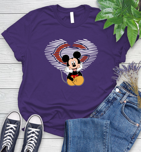 NFL Chicago Bears The Heart Mickey Mouse Disney Football T Shirt_000 Women's T-Shirt 4