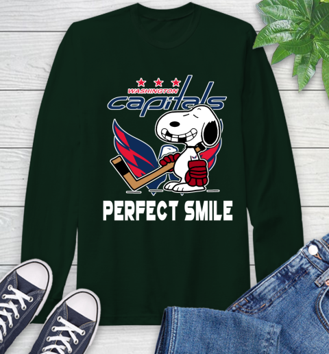 NHL Washington Capitals Snoopy Perfect Smile The Peanuts Movie Hockey T Shirt Long Sleeve T-Shirt 7