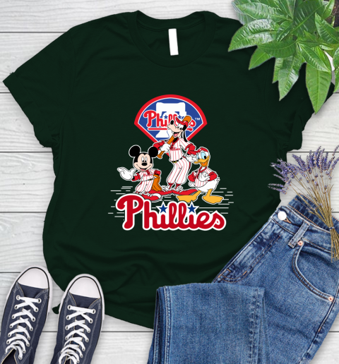 MLB Philadelphia Phillies Mickey Mouse Donald Duck Goofy Baseball T Shirt Women's T-Shirt 6
