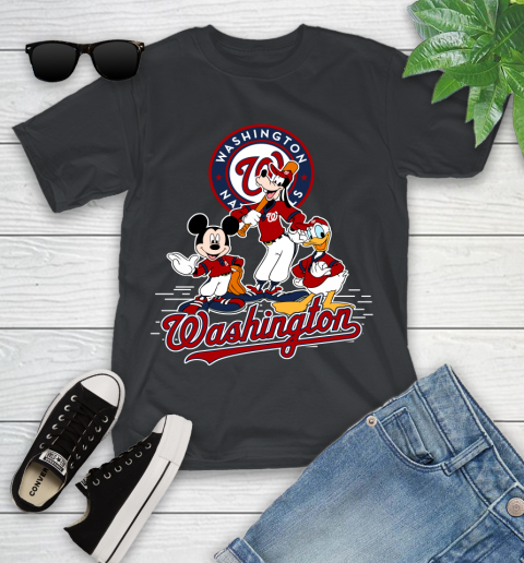 MLB Washington Nationals Mickey Mouse Donald Duck Goofy Baseball T Shirt Youth T-Shirt