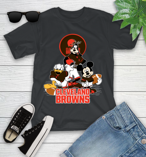 NFL Cleveland Browns Mickey Mouse Donald Duck Goofy Football Shirt Youth T-Shirt