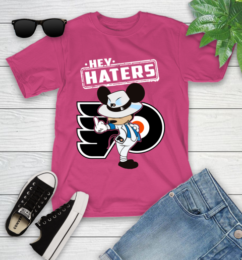 NHL Hey Haters Mickey Hockey Sports Philadelphia Flyers Youth T-Shirt 11