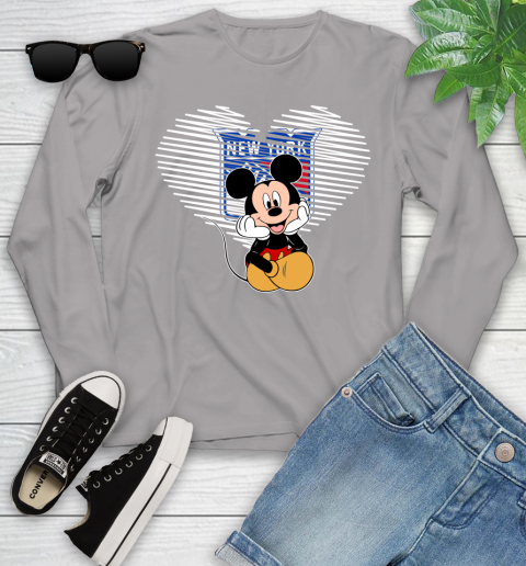 NHL New York Rangers The Heart Mickey Mouse Disney Hockey Youth Long Sleeve 5