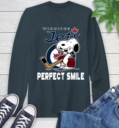 NHL Winnipeg Jets Snoopy Perfect Smile The Peanuts Movie Hockey T Shirt Long Sleeve T-Shirt 9