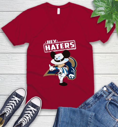 NFL Hey Haters Mickey Football Sports Los Angeles Rams V-Neck T-Shirt 7