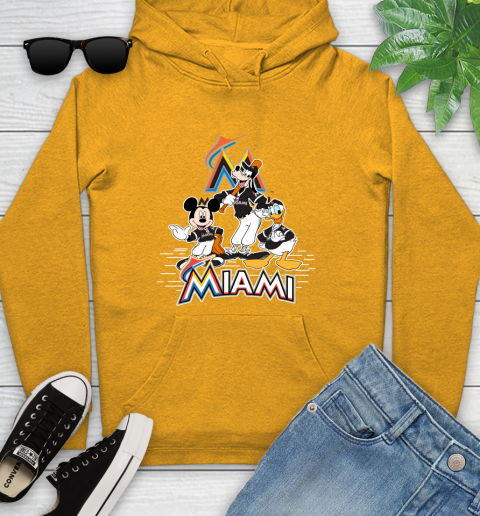 MLB Miami Marlins Mickey Mouse Donald Duck Goofy Baseball T Shirt Youth Hoodie 2