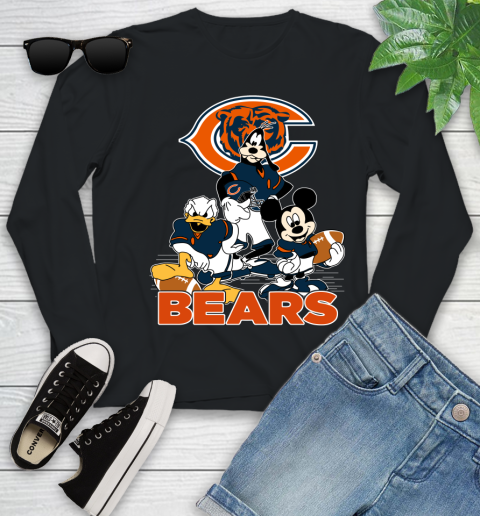 NFL Chicago Bears Mickey Mouse Donald Duck Goofy Football Shirt Youth Long Sleeve