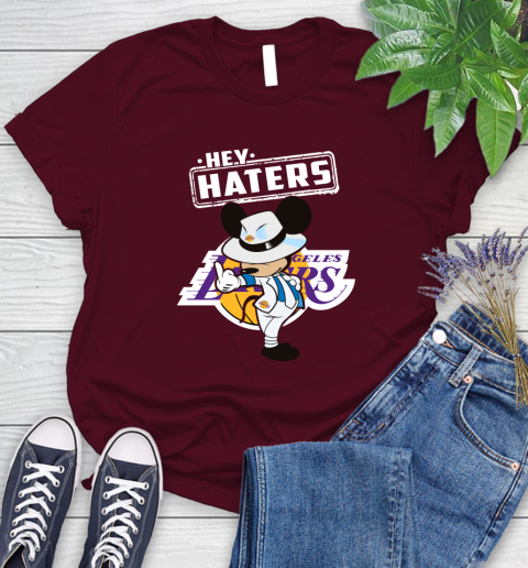 NBA Hey Haters Mickey Basketball Sports Los Angeles Lakers Women's T-Shirt 7