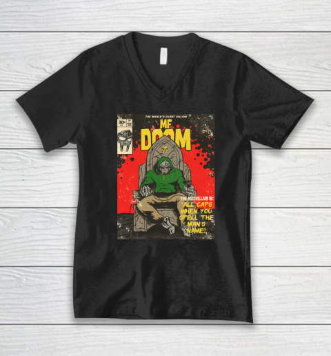 MF Doom Shirt  ALL CAPS MF COMIC V-Neck T-Shirt