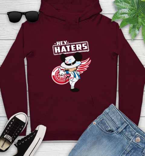 NHL Hey Haters Mickey Hockey Sports Detroit Red Wings Youth Hoodie 7