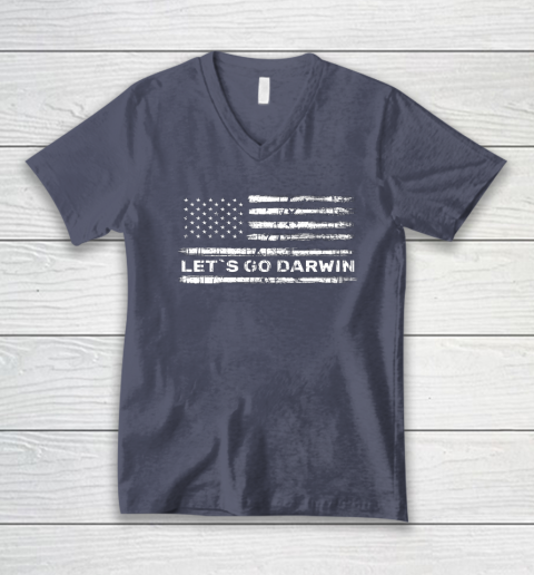 Lets Go Darwin Funny Sarcastic Us Flag V-Neck T-Shirt 12