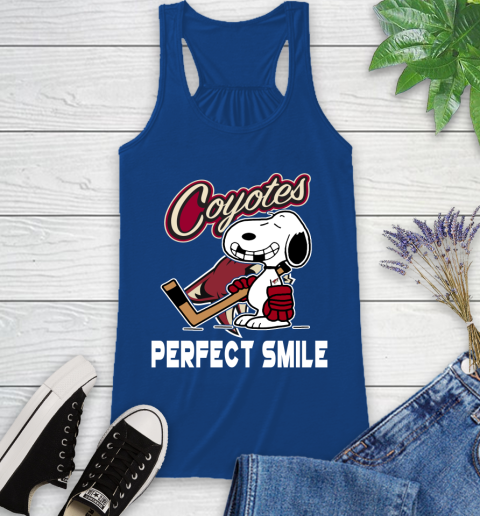 NHL Arizona Coyotes Snoopy Perfect Smile The Peanuts Movie Hockey T Shirt Racerback Tank 8