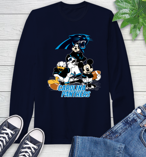 NFL Carolina Panthers Mickey Mouse Donald Duck Goofy Football Shirt Long Sleeve T-Shirt 3