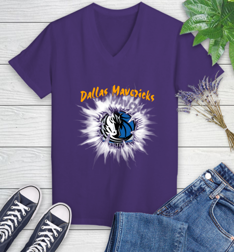 Dallas Mavericks NBA Basketball Rip Sports Women's V-Neck T-Shirt 3