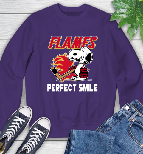 NHL Calgary Flames Snoopy Perfect Smile The Peanuts Movie Hockey T Shirt Sweatshirt 4