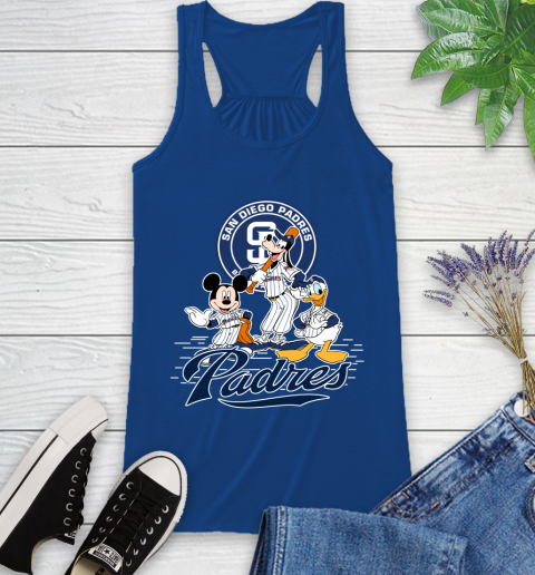 MLB San Diego Padres Mickey Mouse Donald Duck Goofy Baseball T Shirt Racerback Tank 8