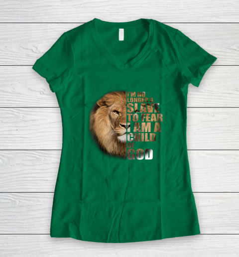 No Longer A Slave To Fear Child Of God Christian Women's V-Neck T-Shirt 3