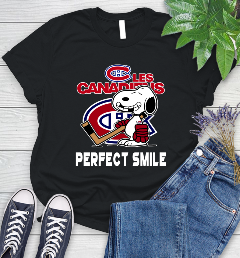 NHL Montreal Canadiens Snoopy Perfect Smile The Peanuts Movie Hockey T Shirt Women's T-Shirt