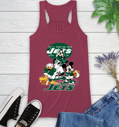 NFL New York Jets Mickey Mouse Donald Duck Goofy Football Shirt Racerback Tank 7