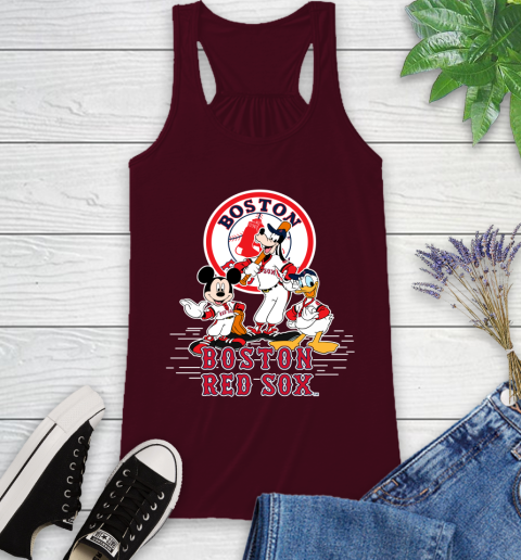 MLB Boston Red Sox Mickey Mouse Donald Duck Goofy Baseball T Shirt Racerback Tank 2