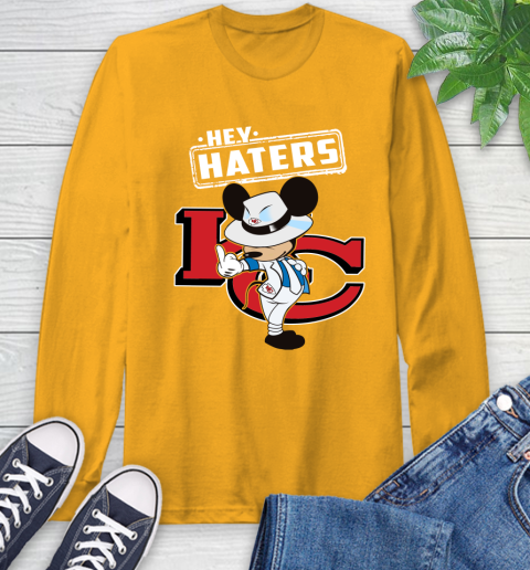 NFL Hey Haters Mickey Football Sports Kansas City Chiefs Long Sleeve T-Shirt 2