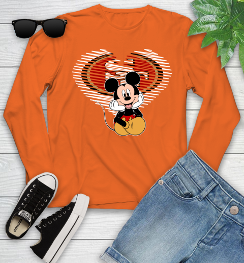 NFL San Francisco 49ers The Heart Mickey Mouse Disney Football T Shirt_000 Youth Long Sleeve 3