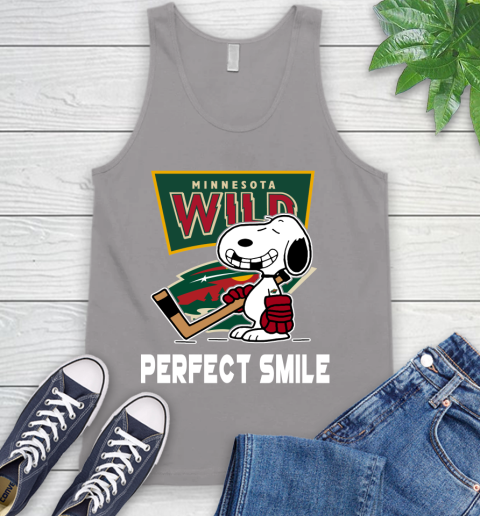NHL Minnesota Wild Snoopy Perfect Smile The Peanuts Movie Hockey T Shirt Tank Top 3