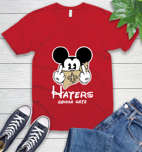 NFL New Orleans Saints Haters Gonna Hate Mickey Mouse Disney Football T Shirt V-Neck T-Shirt 6