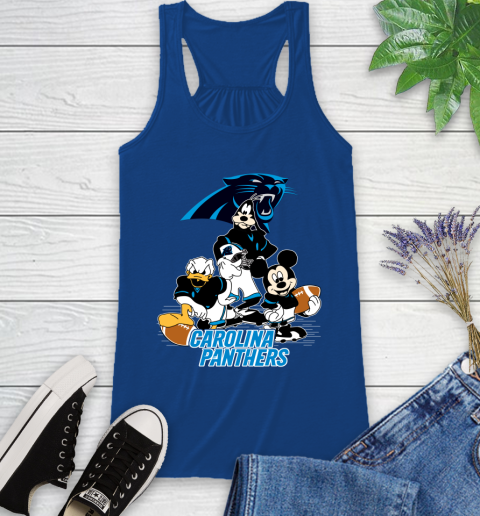 NFL Carolina Panthers Mickey Mouse Donald Duck Goofy Football Shirt Racerback Tank 8