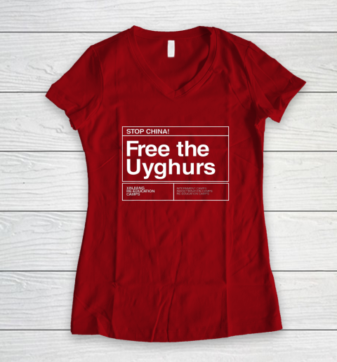 Free the Uyghurs Stop China Women's V-Neck T-Shirt 6