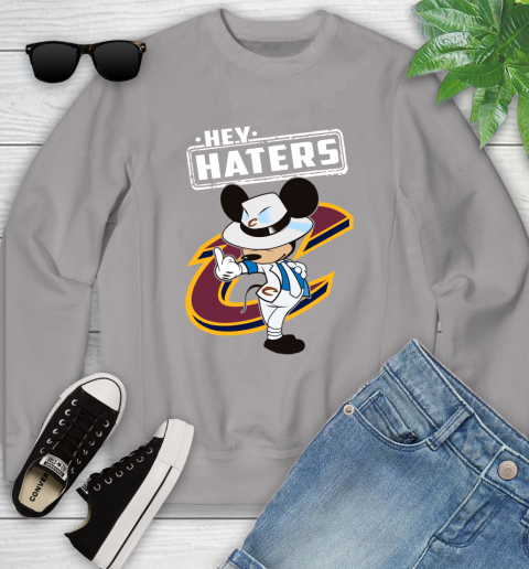 NBA Hey Haters Mickey Basketball Sports Cleveland Cavaliers Youth Sweatshirt 3