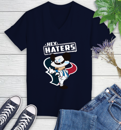 NFL Hey Haters Mickey Football Sports Houston Texans Women's V-Neck T-Shirt 2