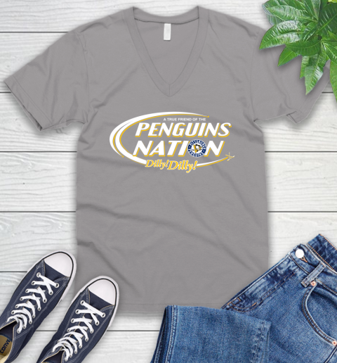 NHL A True Friend Of The Pittsburgh Penguins Dilly Dilly Hockey Sports V-Neck T-Shirt 3