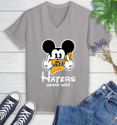 NBA Utah Jazz Haters Gonna Hate Mickey Mouse Disney Basketball T Shirt Women's V-Neck T-Shirt 4