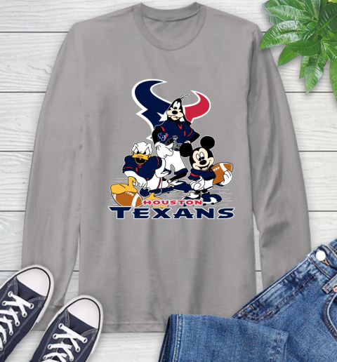 NFL Houston Texans Mickey Mouse Donald Duck Goofy Football Shirt Long Sleeve T-Shirt 6