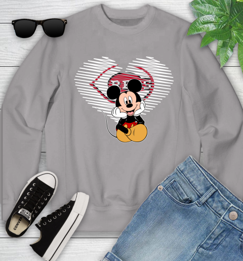 MLB Cincinnati Reds The Heart Mickey Mouse Disney Baseball T Shirt_000 Youth Sweatshirt 3