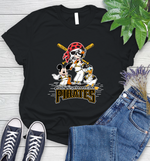 MLB Pittsburgh Pirates Mickey Mouse Donald Duck Goofy Baseball T Shirt Women's T-Shirt