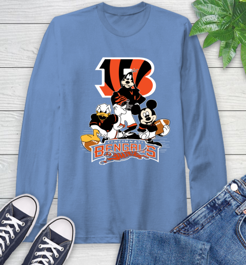 NFL Cincinnati Bengals Mickey Mouse Donald Duck Goofy Football Shirt Long Sleeve T-Shirt 12