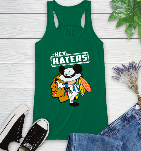 NHL Hey Haters Mickey Hockey Sports Chicago Blackhawks Racerback Tank 6