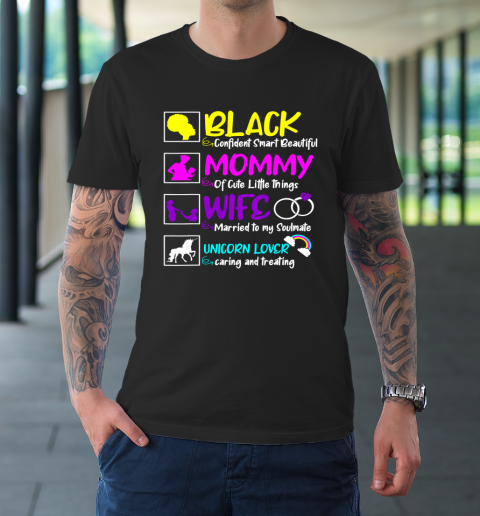 Black Mommy Wife Unicorn Lover Mothers Day Mom Mama T-Shirt