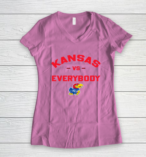 Kansas Jayhawks Vs Everybody Women's V-Neck T-Shirt 6