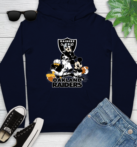 NFL Oakland Raiders Mickey Mouse Donald Duck Goofy Football Shirt Youth Hoodie 3