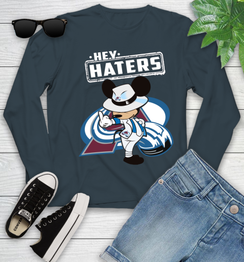 NHL Hey Haters Mickey Hockey Sports Colorado Avalanche Youth Long Sleeve 9