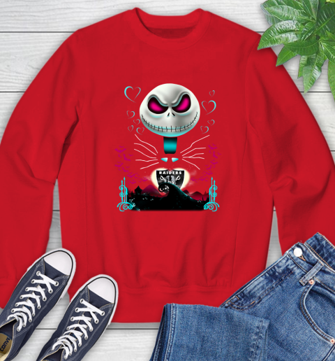 NFL Oakland Raiders Jack Skellington Sally The Nightmare Before Christmas Football Sweatshirt 10