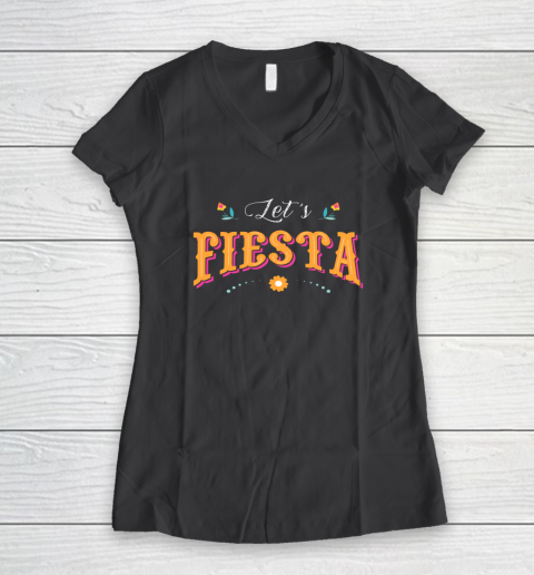 Cinco De Mayo Party Lets Fiesta Mexican Typography Women's V-Neck T-Shirt 4