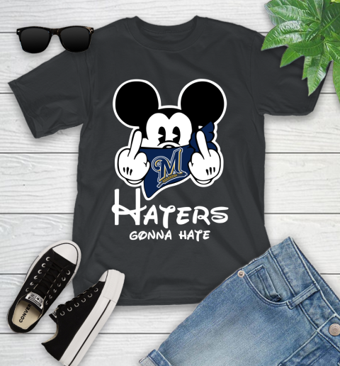 MLB Milwaukee Brewers Haters Gonna Hate Mickey Mouse Disney Baseball T Shirt_000 Youth T-Shirt