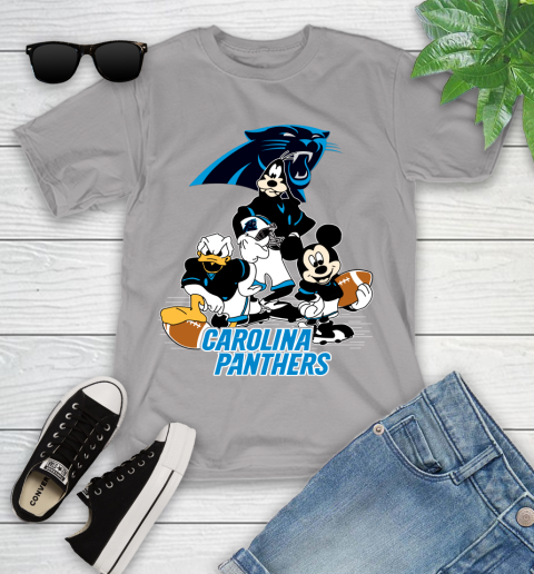NFL Carolina Panthers Mickey Mouse Donald Duck Goofy Football Shirt Youth T-Shirt 4